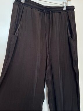 Zara Black Elastic-Waist Wide Pants